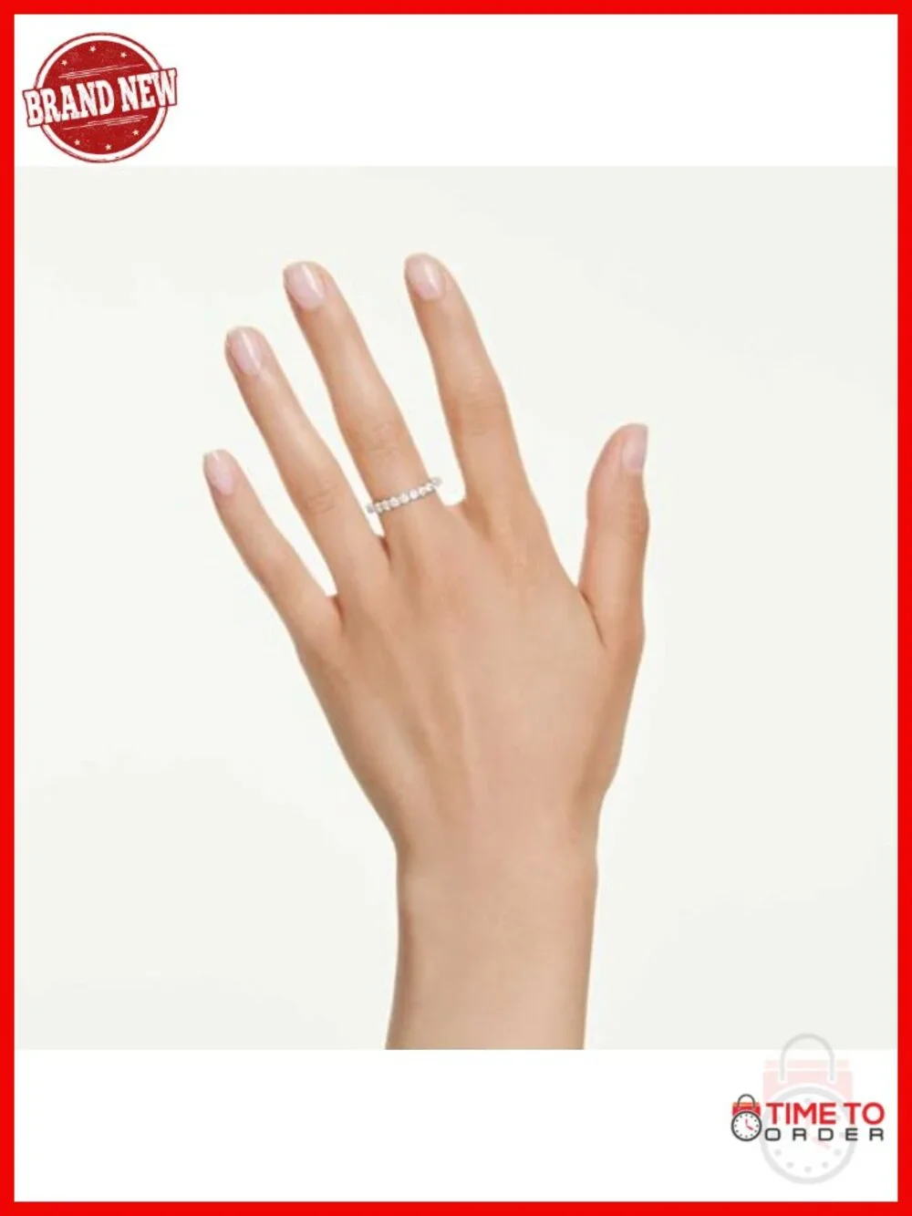 Vittore Band Ring Round Cut Gold-tone Plated Crystal Band Ring